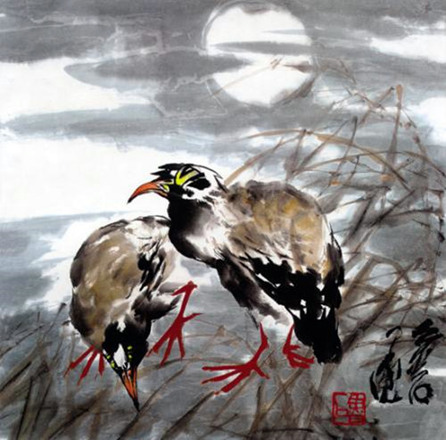 鲁石作品《晚归》